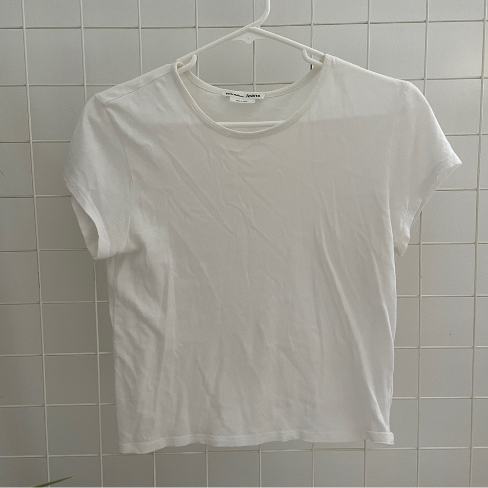 Reformation jeans white cotton cropped t